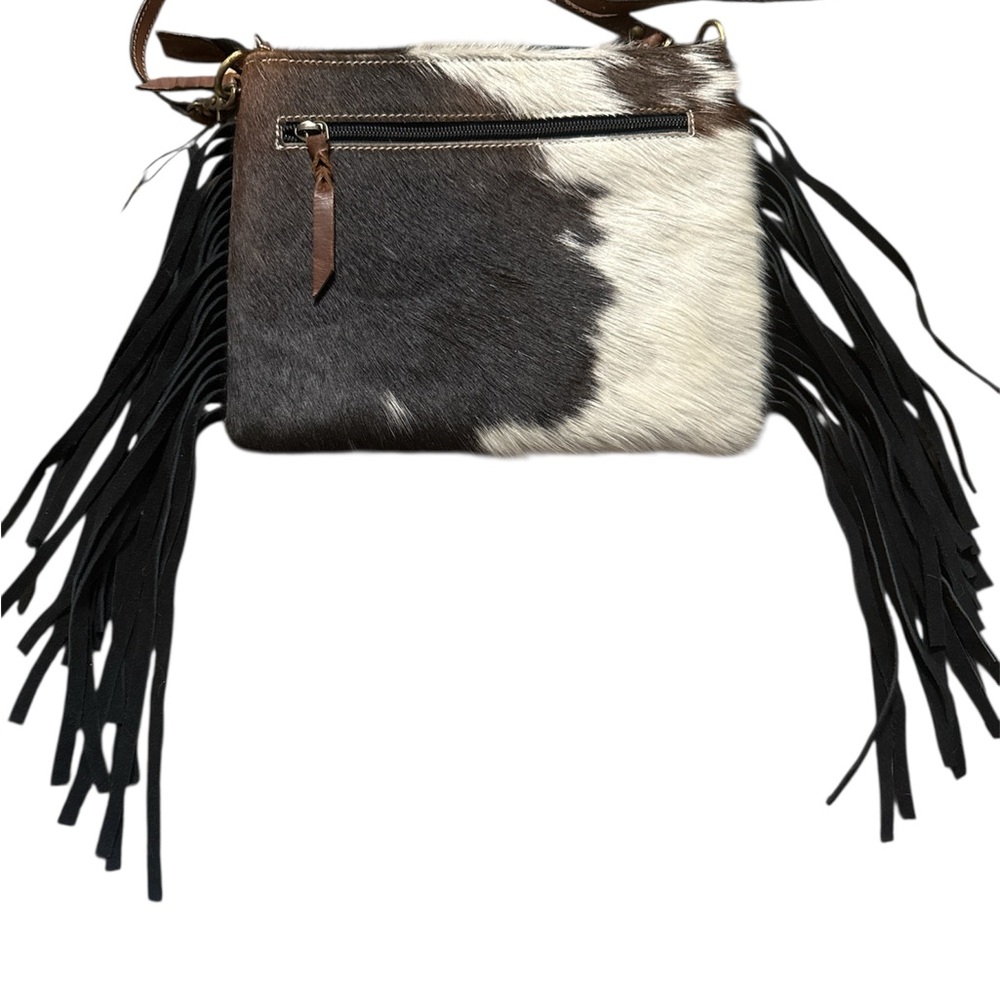 NWT Rafter T Aztec Crossbody w/ Tooled Leather and Fringe Accents - Picture 3 of 7
